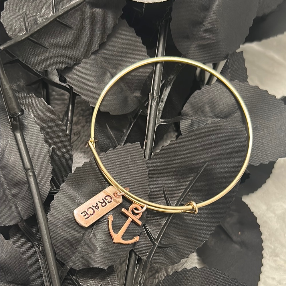 Gold Anchor Charm Bracelet